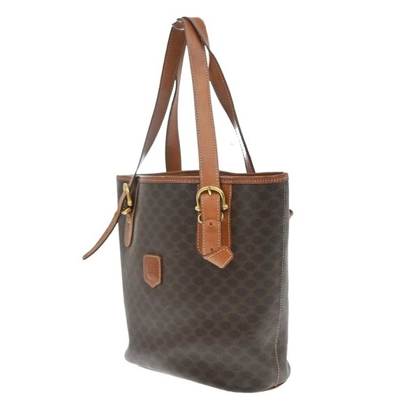 CELINE Logo Macadam Pattern Shoulder Tote Bag PVC Leather Brown GHW 33EE974 - Picture 2 of 16